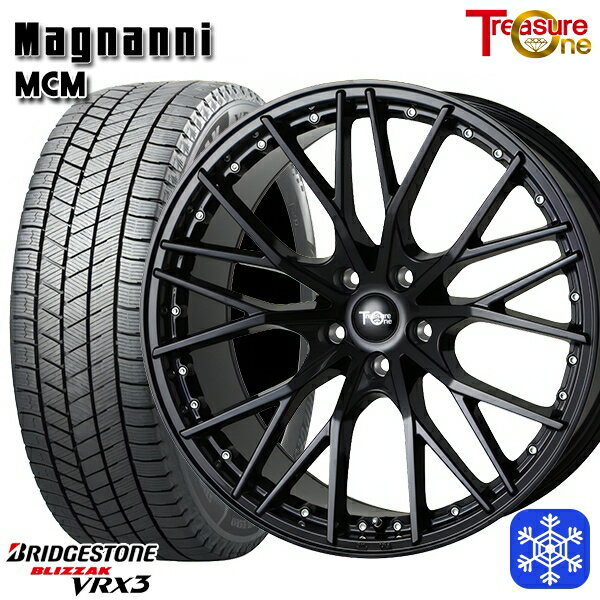スタッドレスタイヤホイール4本セット 215/45R18 リーフ カムリ 2023〜2024年製 ブリヂストン ブリザック VRX3 トレジャーワン マグナーニ MCM BK 18インチ 7.5J 5H114.3