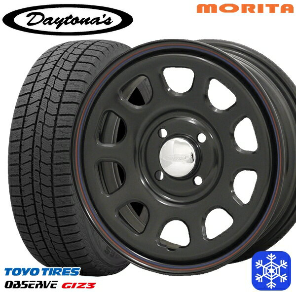 スタッドレスタイヤホイール4本セット 165/55R15 N-BOX タント 2024年製 トーヨー オブザーブ ギズ3 MRT DAYTONA'S デイトナ ブラック 15インチ 5.0J 4H100
