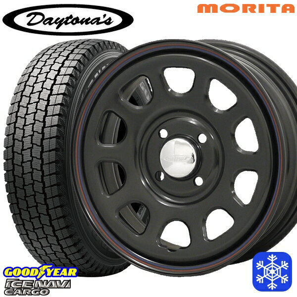 スタッドレスタイヤホイール4本セット 155/80R14 プロボックス サクシード 2021〜2022年製 GOODYEAR グッドイヤー アイスナビカーゴ MRT DAYTONA'S デイトナ ブラック 14インチ 6.0J 4H100