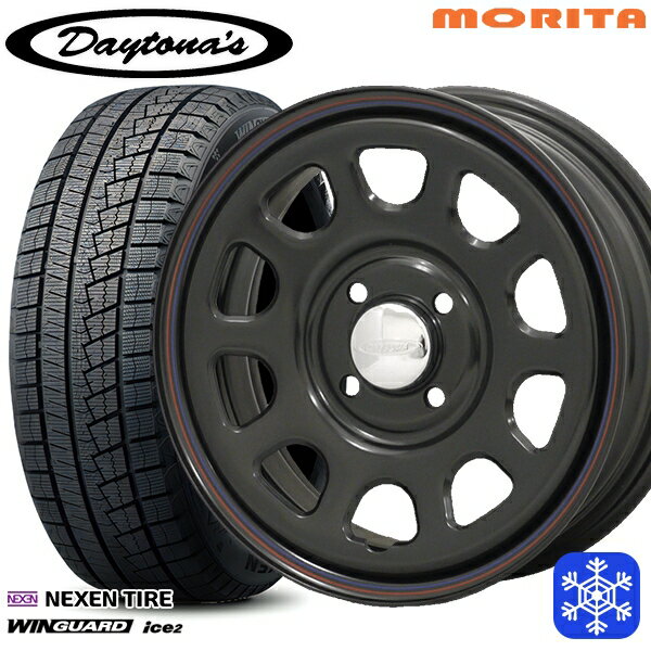 スタッドレスタイヤホイール4本セット 165/55R14 モコ ルークス 2023年製 ネクセン WINGUARD ice2 MRT DAYTONA'S デイトナ ブラック 14インチ 5.0J 4H100