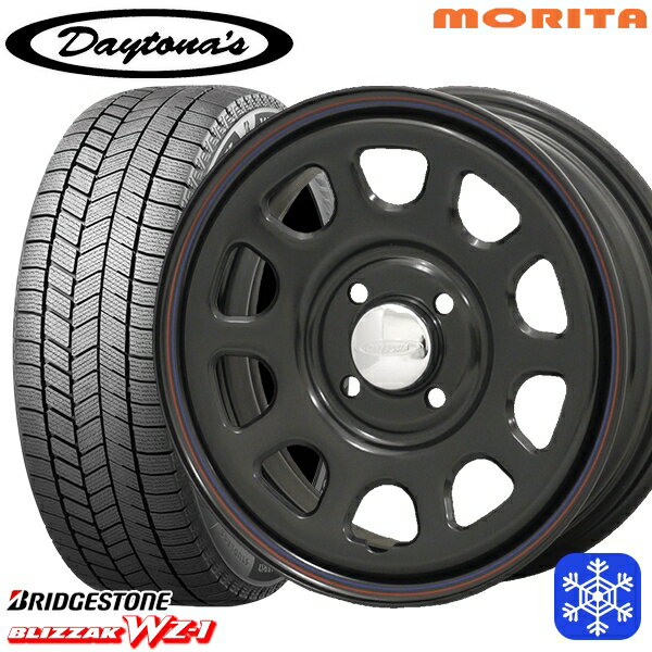スタッドレスタイヤホイール4本セット 155/65R13 モコ ルークス 2025年製 ブリヂストン ブリザック WZ1 MRT DAYTONA'S デイトナ ブラック 13インチ 4.5J 4H100