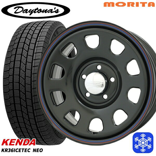 【取付対象】215/70R16 100Q デリカD5 2021〜2022年製 ケンダ アイステックネオ KR36 MRT DAYTONA'S デイトナ ブラック 16インチ 7.0J 5穴 114.3 114.3 スタッドレスタイヤホイール4本セット 送料無料