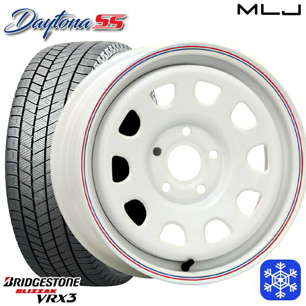 スタッドレスタイヤホイール4本セット 195/65R15 ルノーカングーKW系 2024〜2025年製 ブリヂストン ブリザック VRX3 MLJ デイトナSS トリコロールホワイト（レッド/ブルーライン） 15インチ 6.0J 5H108 +30