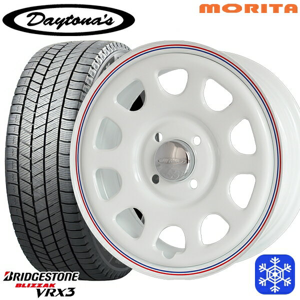 スタッドレスタイヤホイール4本セット 155/70R13 クリッパーリオ スクラムワゴン 2023〜2024年製 ブリヂストン ブリザック VRX3 MRT DAYTONA'S デイトナ ホワイト 13インチ 4.5J 4H100