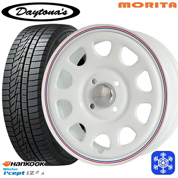 スタッドレスタイヤホイール4本セット 155/65R13 モコ ルークス 2022年製 HANKOOK ハンコック W626 MRT DAYTONA'S デイトナ ホワイト 13インチ 4.5J 4H100