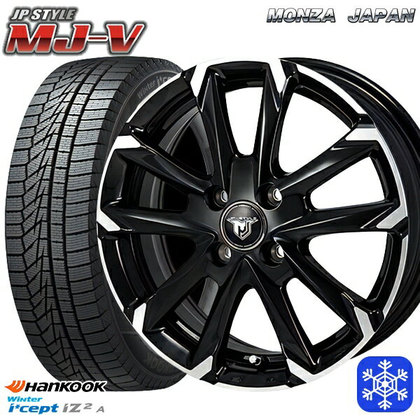 スタッドレスタイヤホイール4本セット 155/65R13 モコ ルークス 2022年製 HANKOOK ハンコック W626 MONZA JPスタイル MJ-V ブラックメタリック/ポリッシュ 13インチ 4.0J 4H100