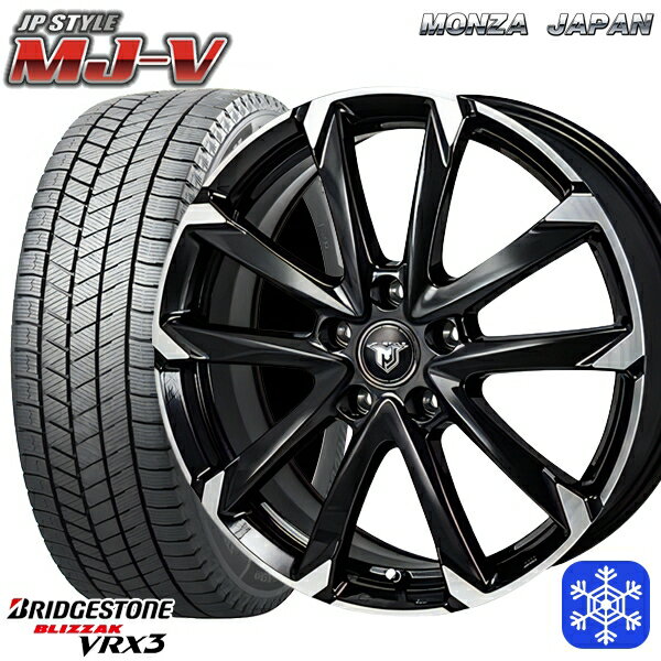 【取付対象】215/50R18 ヤリスクロス ジューク 2022〜2023年製 ブリヂストン ブリザック VRX3 MONZA JPスタイル MJ-V ブラックメタリック/ポリッシュ 18インチ 7.5J 5穴 114.3 スタッドレスタイヤホイール4本セット 送料無料