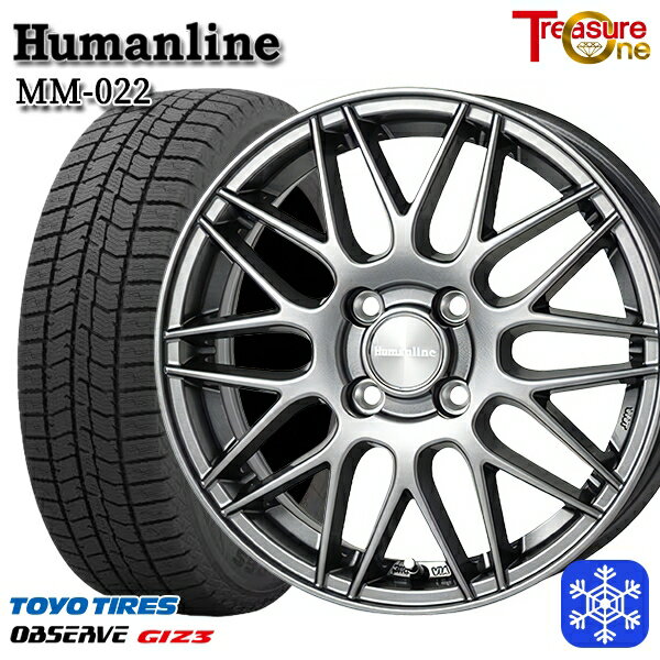 スタッドレスタイヤホイール4本セット 175/65R14 ヴィッツ デミオ 2024年製 トーヨー オブザーブ ギズ3 トレジャーワン ヒューマンライン MM022 ダークグレー 14インチ 5.5J 4H100