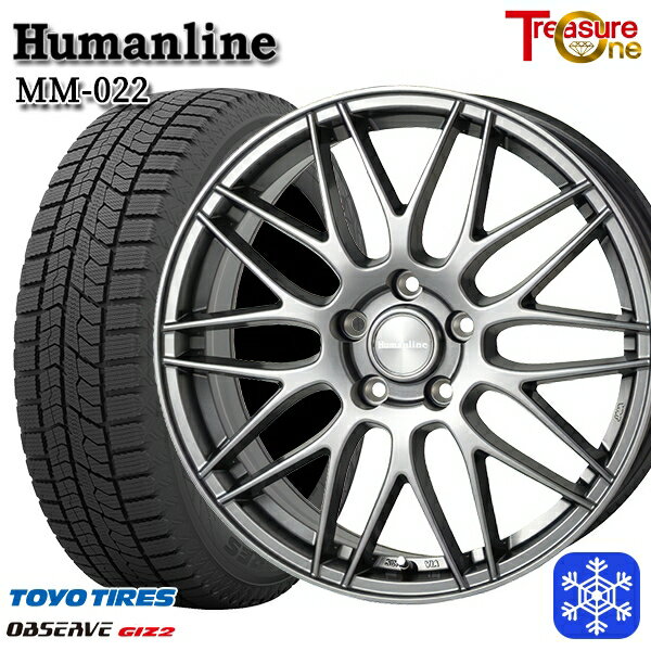 スタッドレスタイヤホイール4本セット 215/50R17 マツダ3 セレナ 2022〜2023年製 トーヨー オブザーブ ギズ2 トレジャーワン ヒューマンライン MM022 ダークグレー 17インチ 7.0J 5H114.3