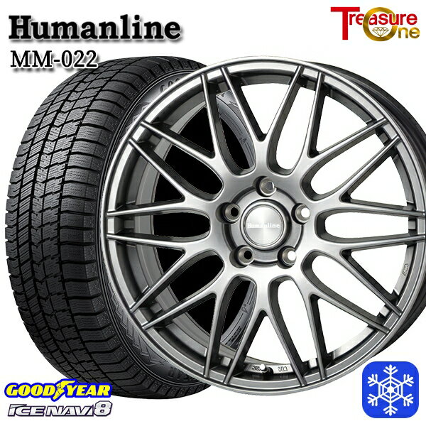 スタッドレスタイヤホイール4本セット 205/65R15 ステップワゴン オデッセイ 2022〜2023年製 グッドイヤー アイスナビ8 トレジャーワン ヒューマンライン MM022 ダークグレー 15インチ 6.0J 5H114.3