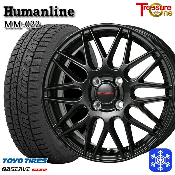スタッドレスタイヤホイール4本セット 155/65R13 モコ ルークス 2022〜2023年製 トーヨー オブザーブ ギズ2 トレジャーワン ヒューマンライン MM022 ブラック 13インチ 4.0J 4H100