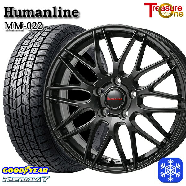 スタッドレスタイヤホイール4本セット 215/60R16 ヤリスクロス ヴェゼル 2023年製 グッドイヤー アイスナビ7 トレジャーワン ヒューマンライン MM022 ブラック 16インチ 6.5J 5H114.3