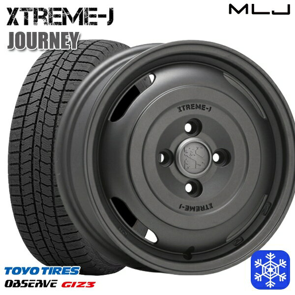 スタッドレスタイヤホイール4本セット 155/65R14 N-BOX タント 2024〜2025年製 トーヨー オブザーブ ギズ3 MLJ エクストリームJ ジャーニー ガンブラック 14インチ 4.5J 4H100