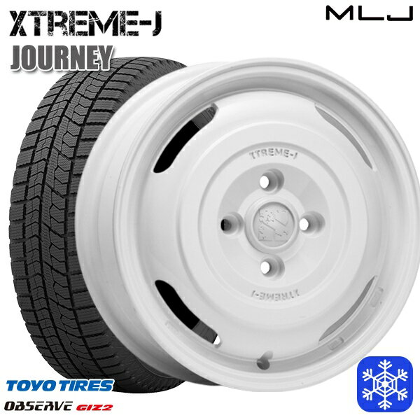 スタッドレスタイヤホイール4本セット 155/65R14 75Q 2023〜2024年製 トーヨー オブザーブ ギズ2 MLJ エクストリームJ ジャーニー グロスホワイト 14インチ 4.5J 4H100
