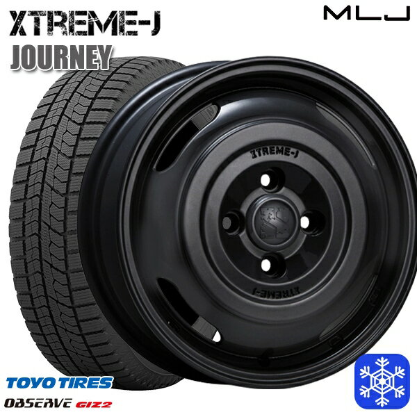 スタッドレスタイヤホイール4本セット 165/55R14 モコ ルークス 2022〜2023年製 トーヨー オブザーブ ギズ2 MLJ エクストリームJ ジャーニー サテンブラック 14インチ 4.5J 4H100