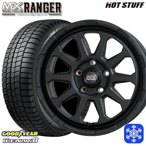 【取付対象】215/45R17 ノア ヴォクシー 2022〜2023年製 グッドイヤー アイスナビ8 HotStuff マッドクロス レンジャー マットブラック 17インチ 7.0J 5穴 114.3 スタッドレスタイヤホイール4本セット 送料無料