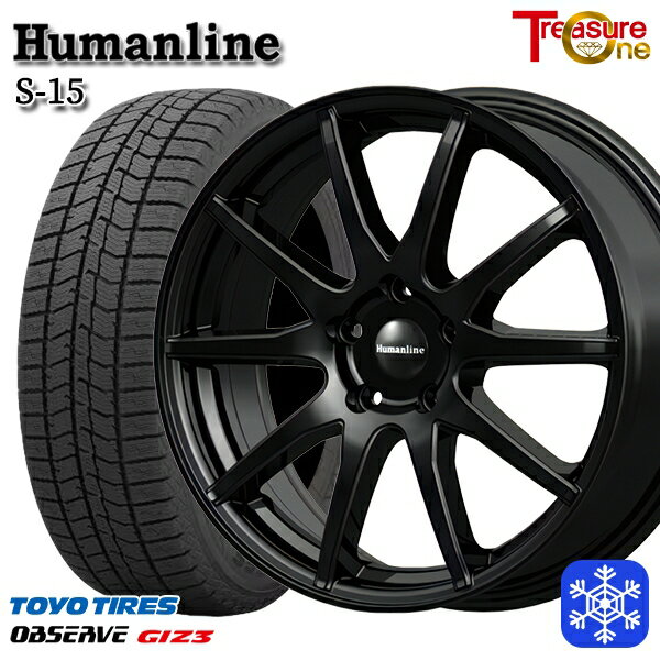スタッドレスタイヤホイール4本セット 215/65R16 98Q アルファード ヴェルファイア 2024年製 トーヨー オブザーブ ギズ3 トレジャーワン ヒューマンライン S15 BK 16インチ 6.5J 5H114.3