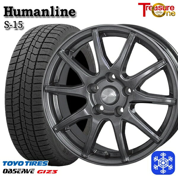 スタッドレスタイヤホイール4本セット 215/65R16 98Q アルファード ヴェルファイア 2024年製 トーヨー オブザーブ ギズ3 トレジャーワン ヒューマンライン S15 ガンメタブラック 16インチ 6.5J 5H114.3