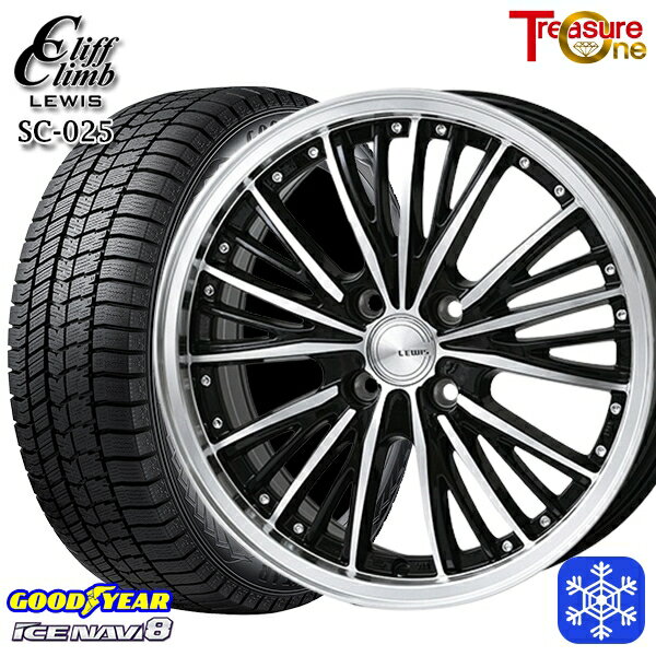 スタッドレスタイヤホイール4本セット 165/55R14 モコ ルークス 2023〜2024年製 グッドイヤー アイスナビ8 トレジャーワン クリフクライムルイス SC025 14インチ 4.5J 4H100