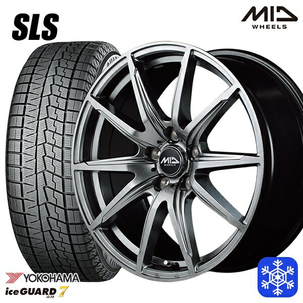 スタッドレスタイヤホイール4本セット 225/45R18 クラウン レヴォーグ 2022年製 ヨコハマ アイスガード IG70 MID シュナイダー SLS メタリックグレー 18インチ7.0J 5H114.3