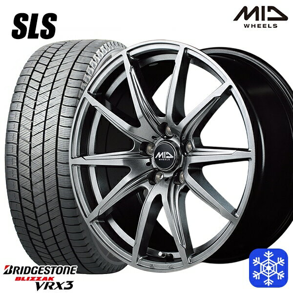 スタッドレスタイヤホイール4本セット 225/45R18 クラウン レヴォーグ 数量限定 2021〜2022年製 ブリヂストン ブリザック VRX3 MID シュナイダー SLS メタリックグレー 18インチ7.0J 5H114.3