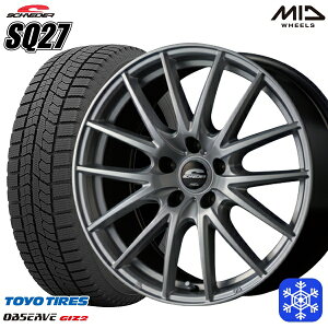 【取付対象】195/65R15 ノア ヴォクシー 2021〜2022年製 トーヨー オブザーブ ギズ2 MID シュナイダー SQ27 シルバー 15インチ 6.0J 5穴 114.3 スタッドレスタイヤホイール4本セット 送料無料