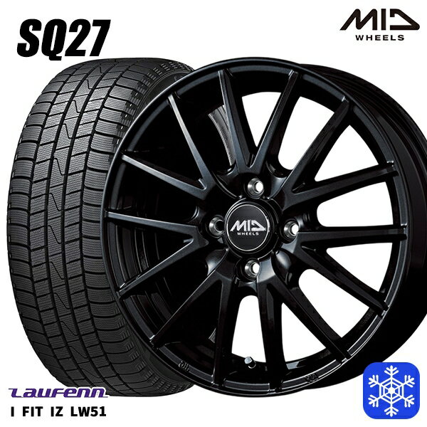 【取付対象】185/55R15 ノート マーチ デミオ 2022年製 ラウフェン LW51 MID シュナイダー SQ27 ブラック 15インチ 5.5J 4穴 100 スタッドレスタイヤホイール4本セット 送料無料