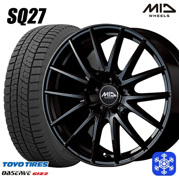 【取付対象】215/45R17 プリウス レガシィ 2021〜2022年製 トーヨー オブザーブ ギズ2 MID シュナイダー SQ27 ブラック 17インチ 7.0J 5穴 100 スタッドレスタイヤホイール4本セット 送料無料