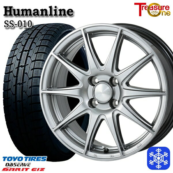 スタッドレスタイヤホイール4本セット 185/60R15 ヤリス ヴィッツ 2022〜2023年製 トーヨー ガリット ギズ トレジャーワン ヒューマンライン SS010 ダークグレー 15インチ 5.5J 4H100