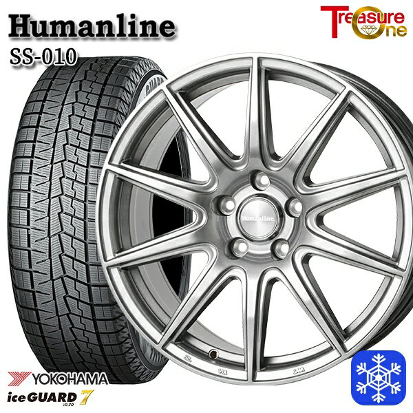 スタッドレスタイヤホイール4本セット 195/60R16 ウィッシュ イスト 2021〜2022年製 ヨコハマ アイスガード IG70 トレジャーワン ヒューマンライン SS010 ダークグレー 16インチ 6.5J 5H100