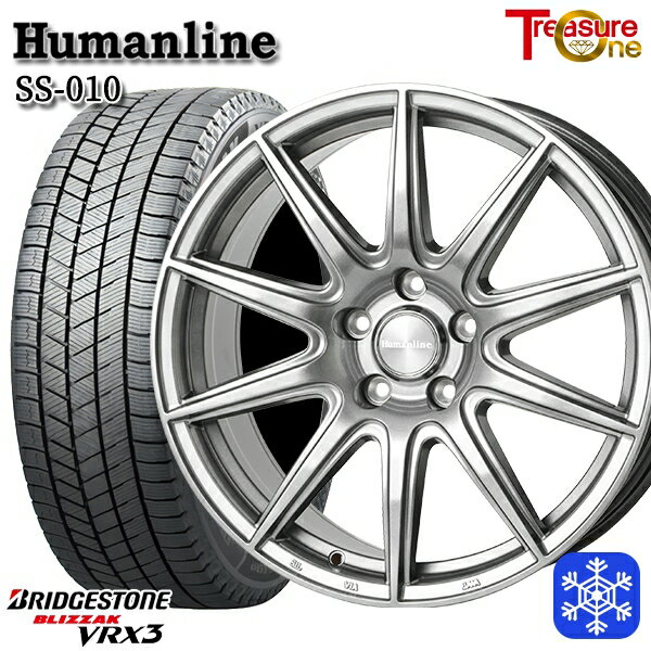 スタッドレスタイヤホイール4本セット 225/45R18 クラウン レヴォーグ 2023〜2024年製 ブリヂストン ブリザック VRX3 トレジャーワン ヒューマンライン SS010 ダークグレー 18インチ 8.0J 5H114.3