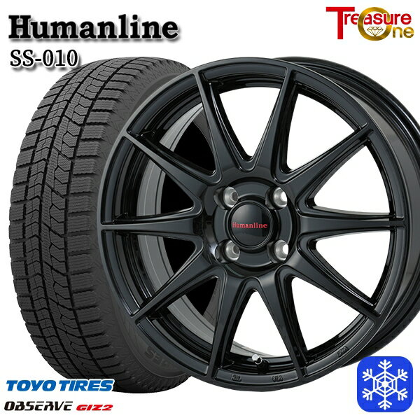 スタッドレスタイヤホイール4本セット 185/65R14 モビリオ ランサー 2021〜2022年製 トーヨー オブザーブ ギズ2 トレジャーワン ヒューマンライン SS010 ブラック 14インチ 5.5J 4H100