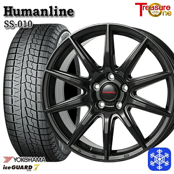 スタッドレスタイヤホイール4本セット 215/60R16 フォレスター レガシィ 2021〜2022年製 ヨコハマ アイスガード IG70 トレジャーワン ヒューマンライン SS010 ブラック 16インチ 6.5J 5H100