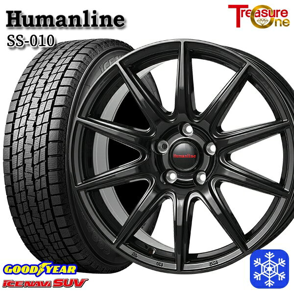 【取付対象】235/70R16 デリカD5 2021〜2022年製 グッドイヤー アイスナビSUV トレジャーワン ヒューマンライン SS010 ブラック 16インチ 6.5J 5穴 114.3 スタッドレスタイヤホイール4本セット 送料無料