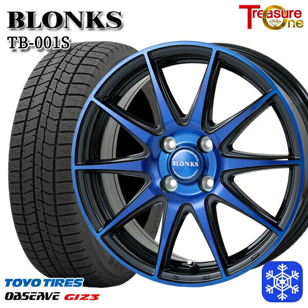スタッドレスタイヤホイール4本セット 165/55R14 モコ ルークス 2024年製 トーヨー オブザーブ ギズ3 レジャーワン ブロンクス TB001S ブルークリア 14インチ 4.5J 4H100