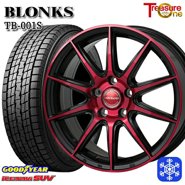 スタッドレスタイヤホイール4本セット 235/60R18 レクサスRX 2022〜2023年製 グッドイヤー アイスナビSUV レジャーワン ブロンクス TB001S レッドクリア 18インチ 7.0J 5H114.3