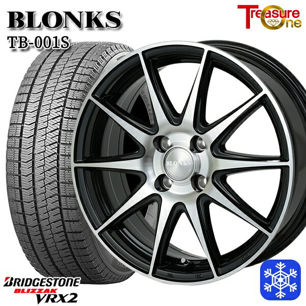 スタッドレスタイヤホイール4本セット 155/65R14 N-BOX タント 2023〜2024年製 ブリヂストン ブリザック VRX2 トレジャーワン ブロンクス TB001S ブラックポリッシュ 14インチ 4.5J 4H100