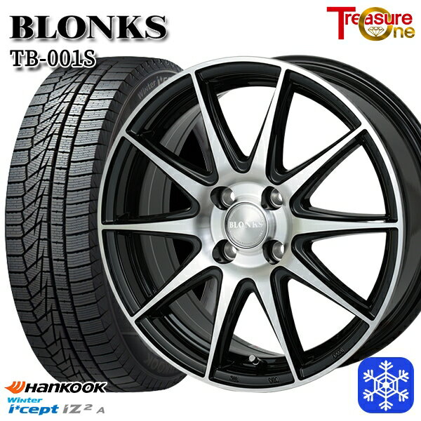 スタッドレスタイヤホイール4本セット 155/65R13 モコ ルークス 2022年製 HANKOOK ハンコック W626 トレジャーワン ブロンクス TB001S ブラックポリッシュ 13インチ 4.0J 4H100