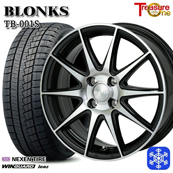 スタッドレスタイヤホイール4本セット 165/55R14 モコ ルークス 2023年製 ネクセン WINGUARD ice2 トレジャーワン ブロンクス TB001S ブラックポリッシュ 14インチ 4.5J 4H100