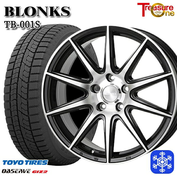 スタッドレスタイヤホイール4本セット 215/60R16 ヤリスクロス ヴェゼル 2023〜2024年製 トーヨー オブザーブ ギズ2 トレジャーワン ブロンクス TB001S ブラックポリッシュ 16インチ 6.5J 5H114.3