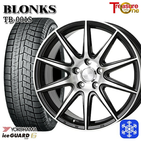 スタッドレスタイヤホイール4本セット 225/60R17 アルファード ヴェルファイア 2021〜2023年製 ヨコハマ アイスガード IG60 トレジャーワン ブロンクス TB001S ブラックポリッシュ 17インチ 7.0J 5H114.3