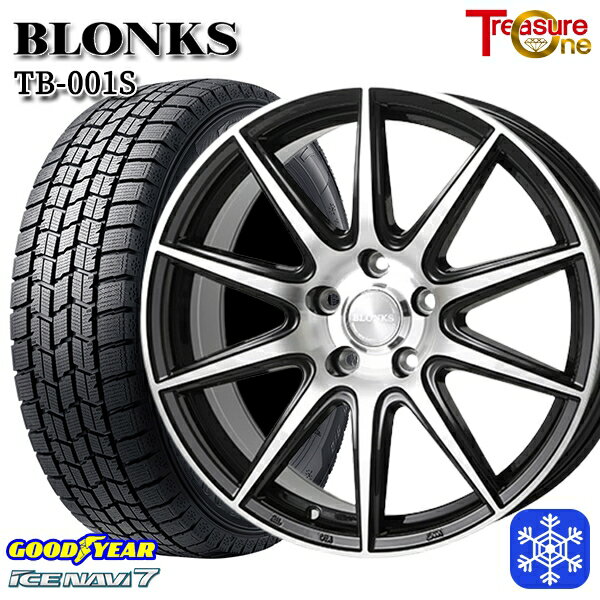 スタッドレスタイヤホイール4本セット 215/60R16 ヤリスクロス ヴェゼル 2023年製 グッドイヤー アイスナビ7 トレジャーワン ブロンクス TB001S ブラックポリッシュ 16インチ 6.5J 5H114.3