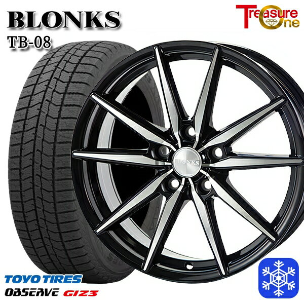 スタッドレスタイヤホイール4本セット 205/65R15 ステップワゴン オデッセイ 2024年製 トーヨー オブザーブ ギズ3 トレジャーワン ブロンクス TB08 ブラックポリッシュ 15インチ 6.0J 5H114.3