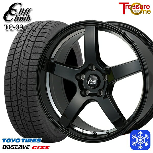スタッドレスタイヤホイール4本セット 225/55R18 デリカD5 エクストレイル 2024年製 トーヨー オブザーブ ギズ3 トレジャーワン クリフクライム TC09 BK 18インチ 8.0J 5H114.3