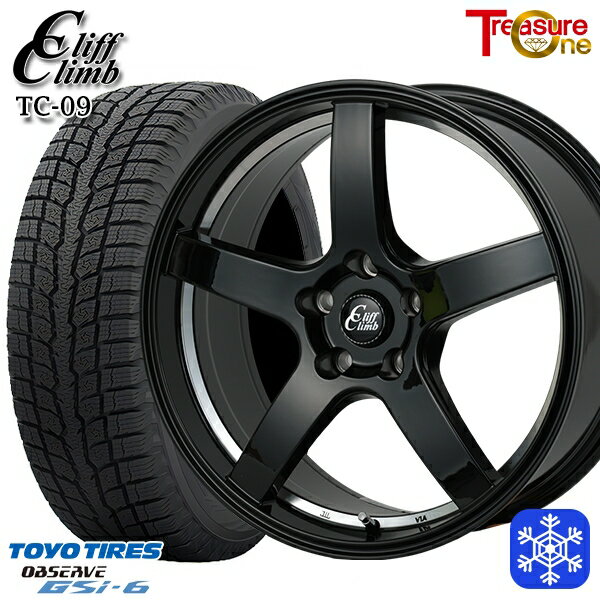 スタッドレスタイヤホイール4本セット 225/55R18 デリカD5 エクストレイル 2022〜2023年製 トーヨー オブザーブ GSi-6 トレジャーワン クリフクライム TC09 BK 18インチ 7.0J 5H114.3