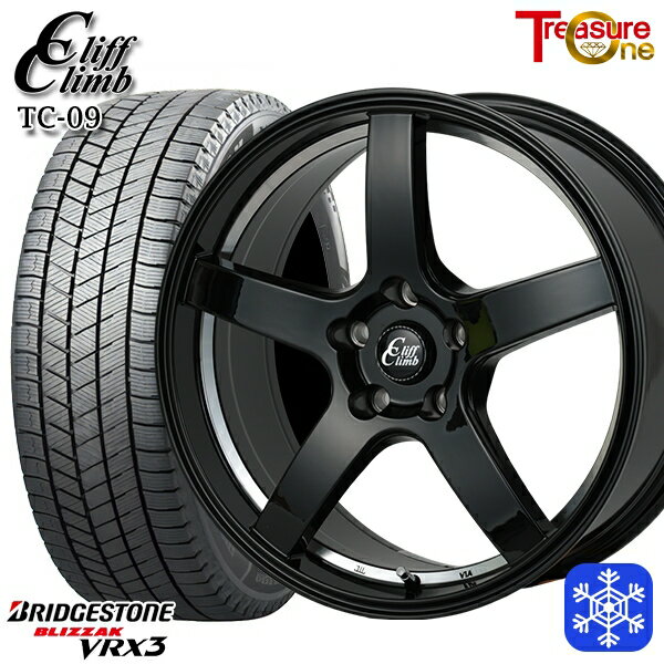 スタッドレスタイヤホイール4本セット 225/50R18 ヴェゼル エクストレイル 2023〜2024年製 ブリヂストン ブリザック VRX3 トレジャーワン クリフクライム TC09 BK 18インチ 8.0J 5H114.3