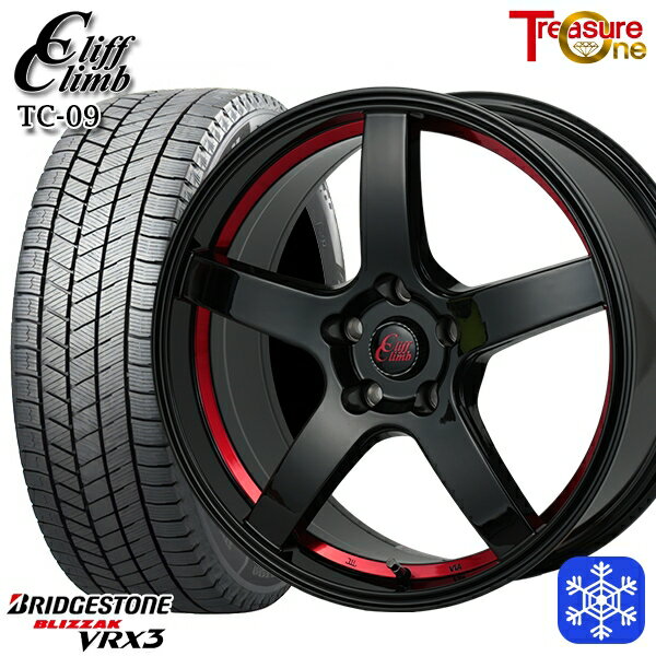 スタッドレスタイヤホイール4本セット 215/45R17 ノア ヴォクシー 2023〜2024年製 ブリヂストン ブリザック VRX3 トレジャーワン クリフクライム TC09 BK/レッド 17インチ 7.0J 5H114.3
