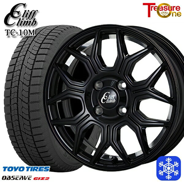 スタッドレスタイヤホイール4本セット 155/65R14 75Q 2023〜2024年製 トーヨー オブザーブ ギズ2 トレジャーワン クリフクライム TC10M BK 14インチ 4.5J 4H100