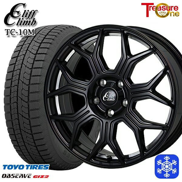 スタッドレスタイヤホイール4本セット 215/45R18 キックス マツダ3 2025年製 トーヨー オブザーブ ギズ2 トレジャーワン クリフクライム TC10M BK 18インチ 7.0J 5H114.3