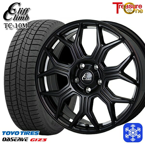 スタッドレスタイヤホイール4本セット 225/50R18 ヴェゼル エクストレイル 2024年製 トーヨー オブザーブ ギズ3 トレジャーワン クリフクライム TC10M BK 18インチ 7.0J 5H114.3